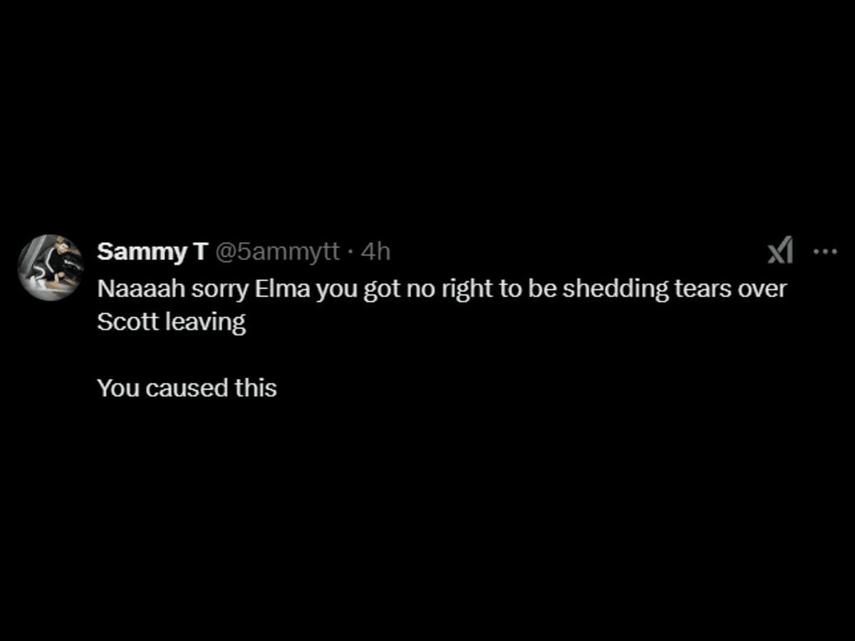 A Love Island: All Stars fan reacts to Elma&#039;s conversation with Scott (Image via X/@5ammytt)