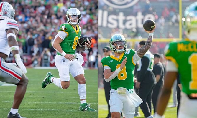 Dillon Gabriel flexes arm strength while at practice ahead of 2025 NFL scouting combine