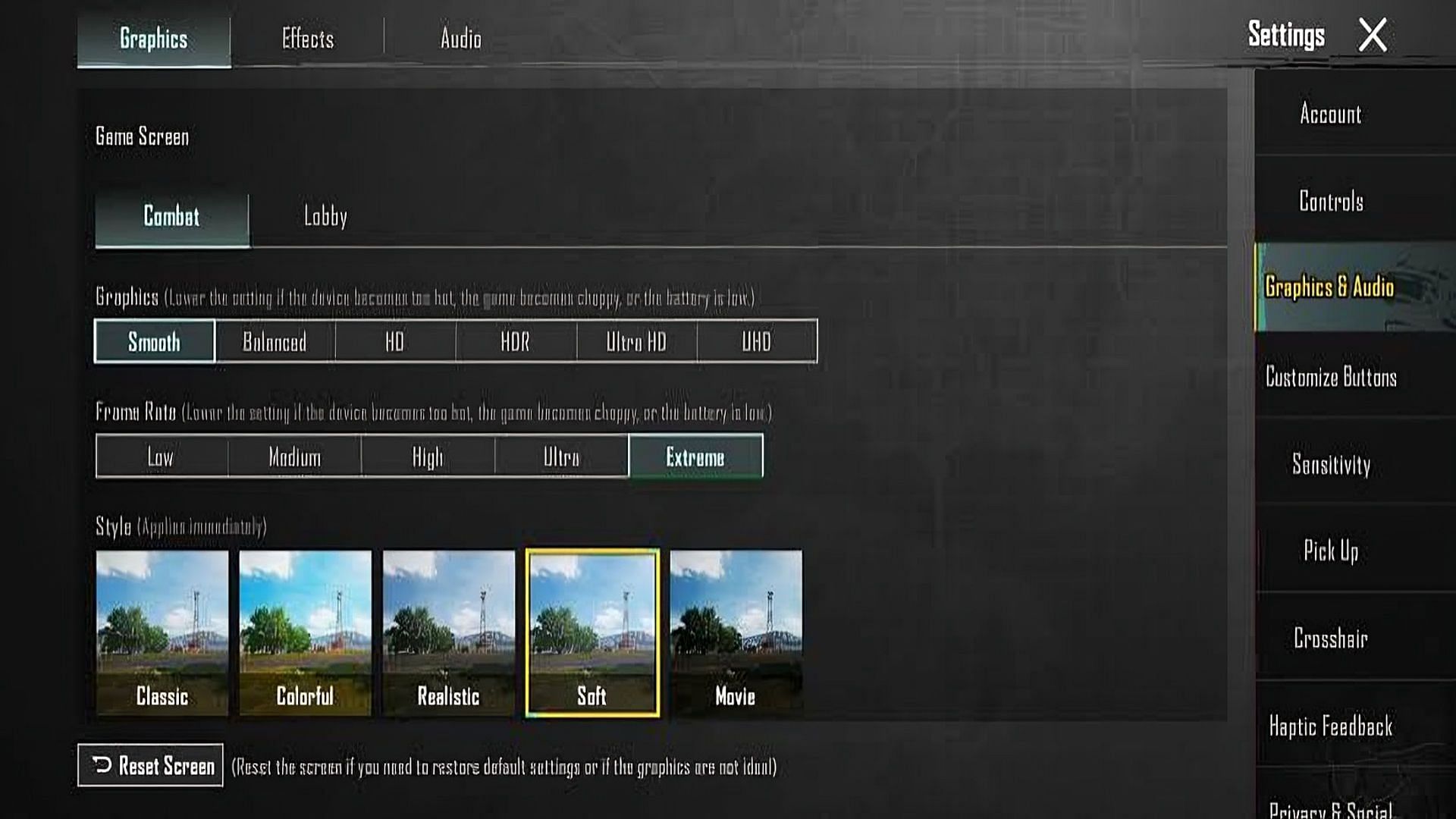 Graphic settings in BGMI (Image via Krafton)