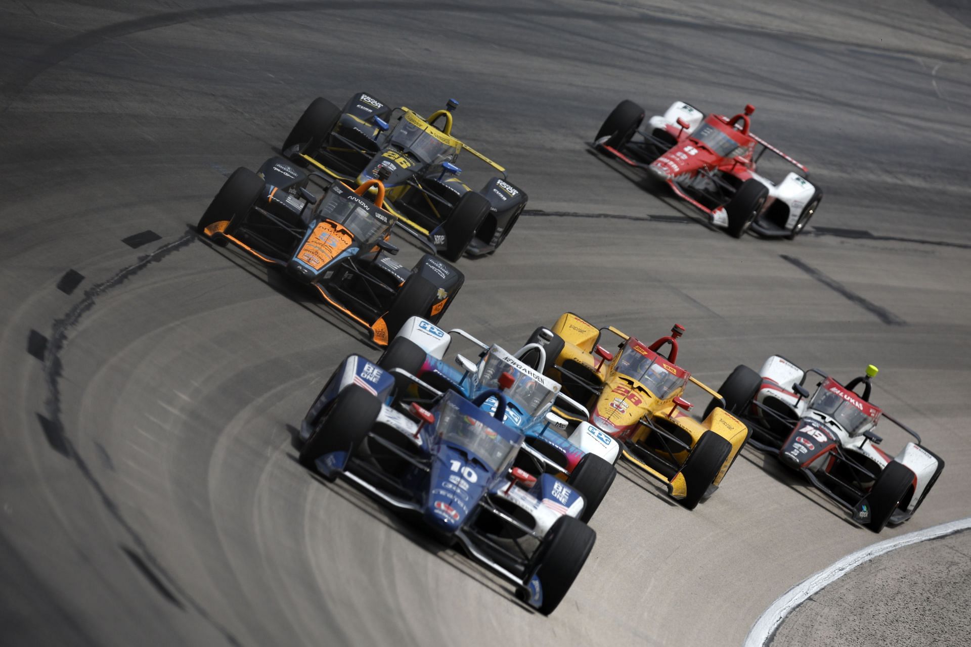 Pato O&#039;Ward (5) and David Malukas (18) during the NTT IndyCar Series PPG 375 - Source: Getty