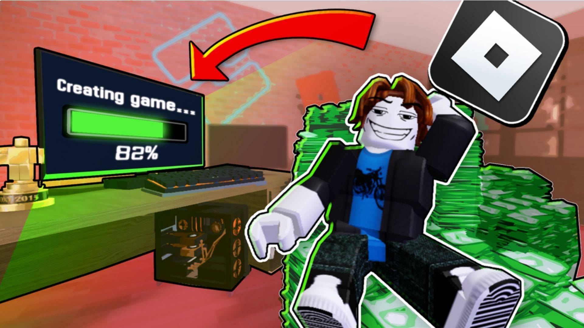 Create your gaming empire in Make Games to Become Rich and Famous (Image via Roblox)