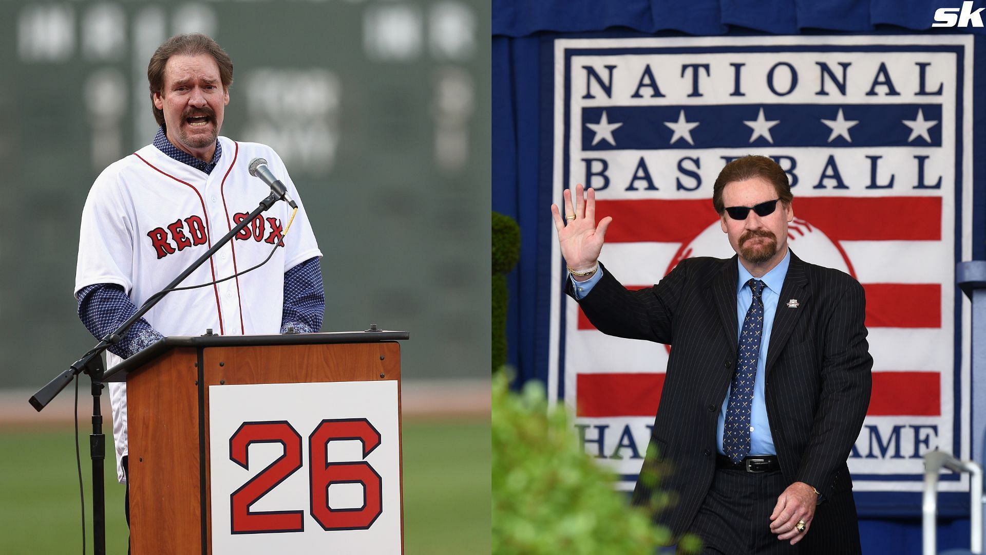 Wade Boggs speaks during his uniform number retirement ceremony prior to the game between the Boston Red Sox and the Colorado Rockies at Fenway Park in 2016 (Source: Getty)