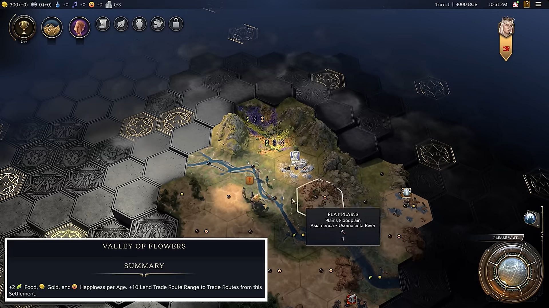 Valley of Flowers in Civilization 7 (Image via 2K Games|| Youtube/@One More Turn)