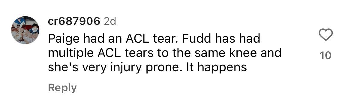 One user discusses Paige Bueckers and Azzi Fudd&#039;s injury history (image credit: instagram/espnw)