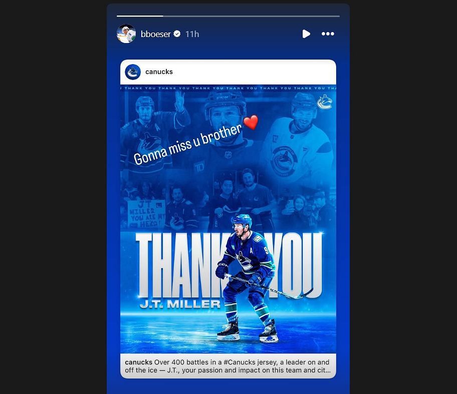 Boeser shared the story (IG @bboeser)