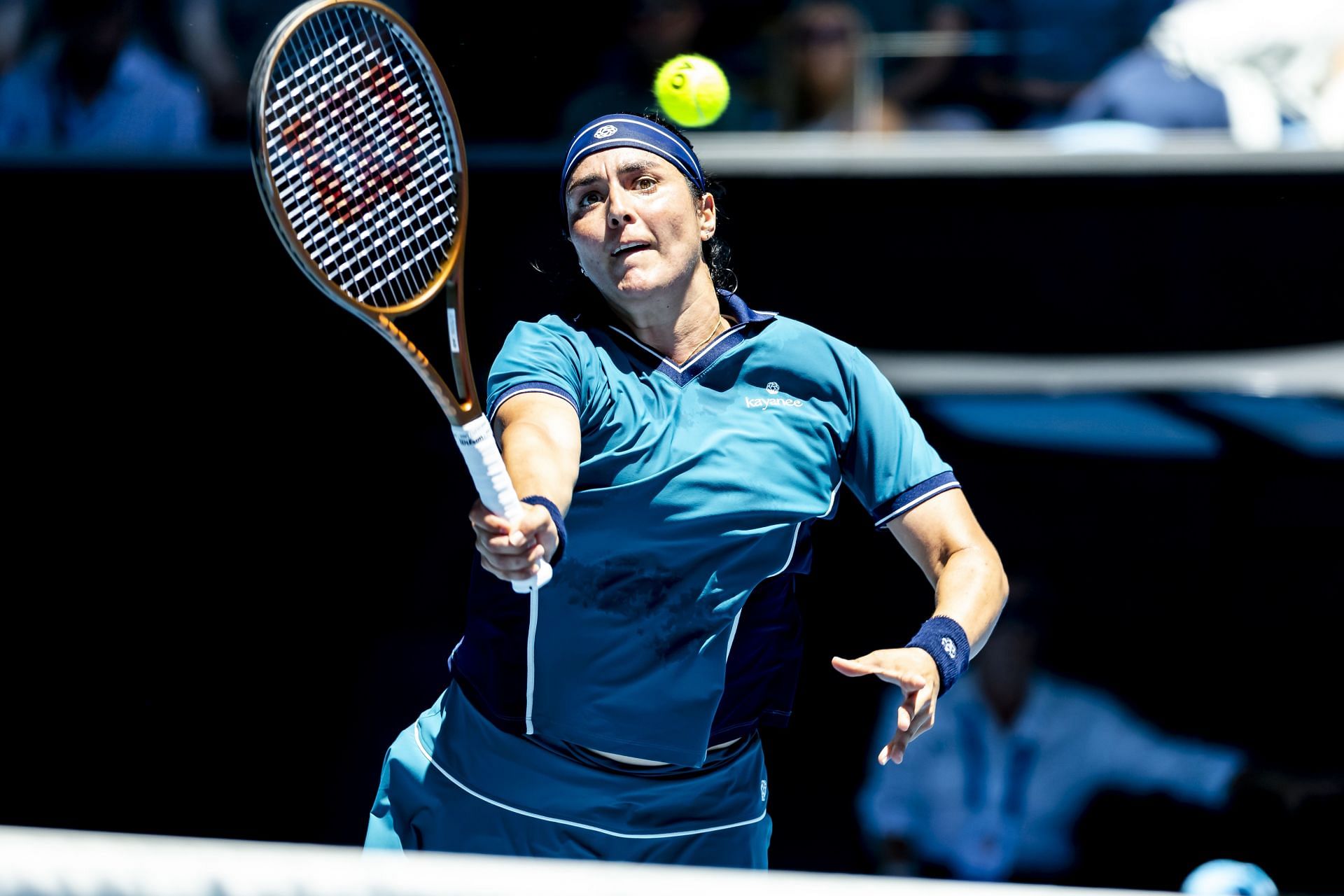 Jabeur plays a volleuy in the Australian Open - Source: Getty