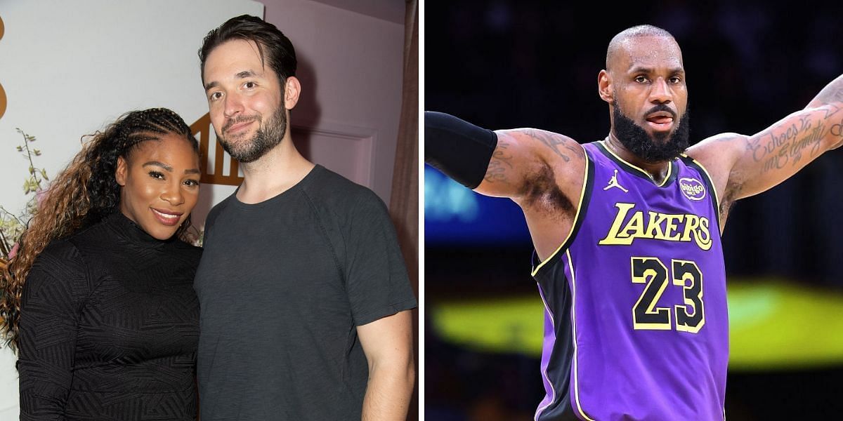 Serena Williams with husband Alexis Ohanian (Left) and LeBron James (Right) - Source: Getty