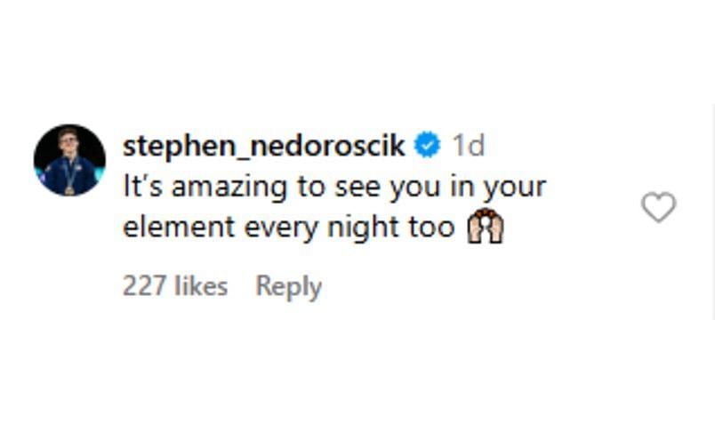 Screenshot of Stephen Nedoroscik&#039;s reaction to Daniella Karagach&#039;s comments on his performance | Credits - IG/daniellakaragach