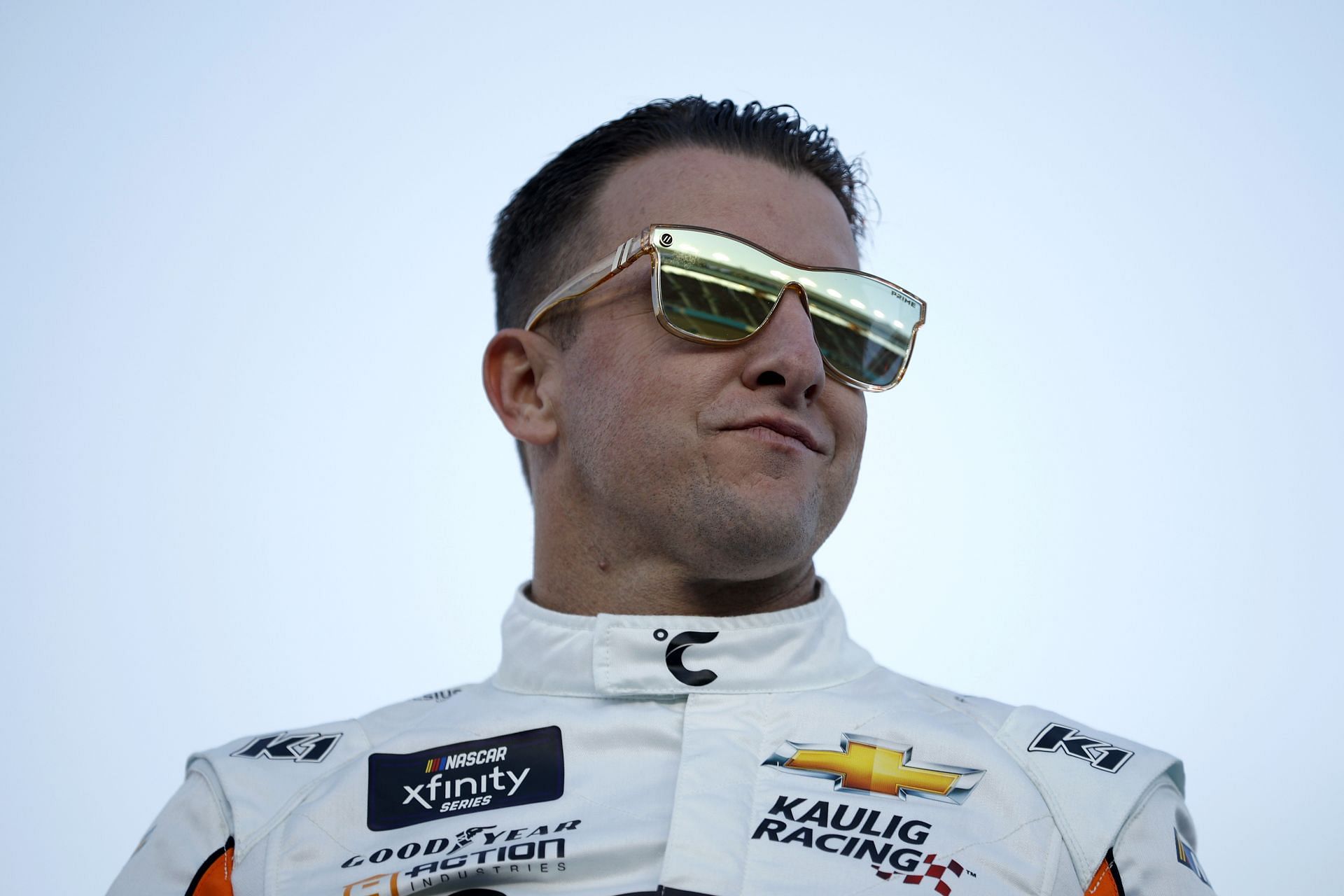 AVONDALE, ARIZONA - NOVEMBER 09: NASCAR Xfinity Series Championship 4 driver, AJ Allmendinger, driver of the #16 Celsius Chevrolet, stands onstage during driver intros prior to the NASCAR Xfinity Series Championship Race at Phoenix Raceway on November 09, 2024 in Avondale, Arizona. (Photo by Sean Gardner/Getty Images) - Source: Getty