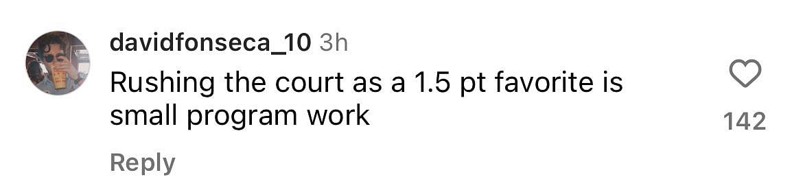 A comment argues that storming the court would make Missouri seem like a &quot;small program.&quot; (image credit: instagram/espn)