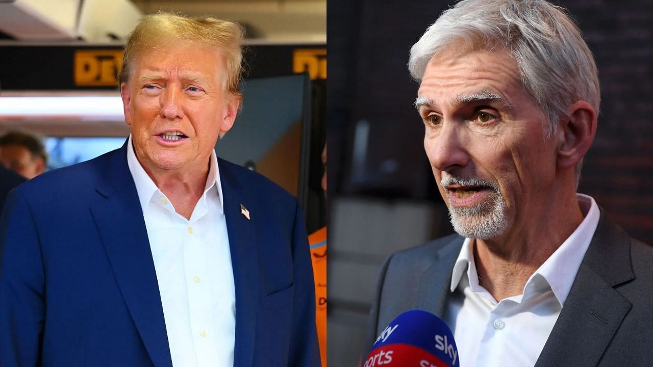 US President Donald Trump [L] F1 champions Damon Hill [Image Source: Getty]