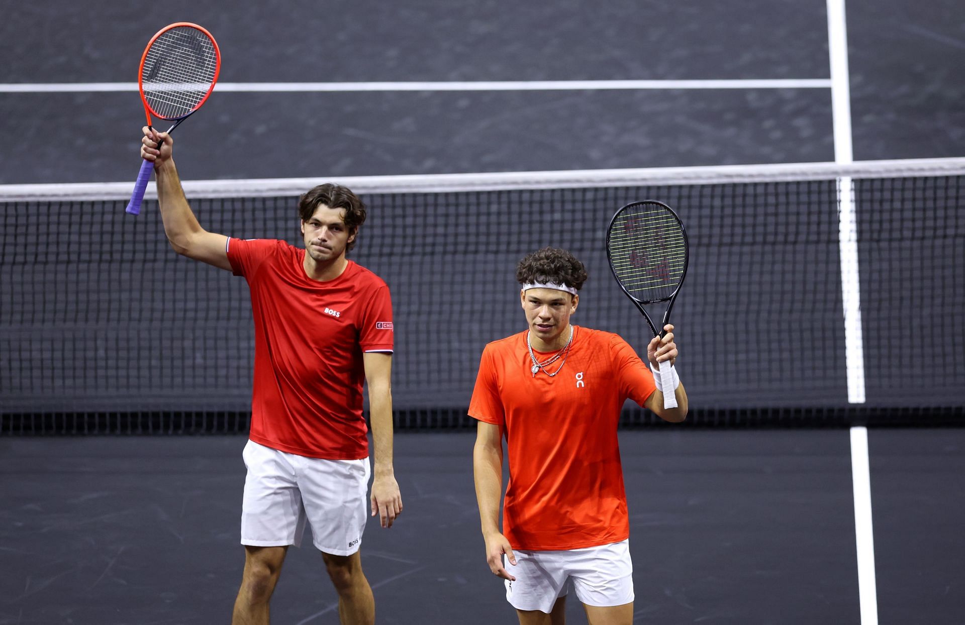 Taylor Fritz (L) and Ben Shelton (R) at the 2024 Laver Cup (Source: Getty)