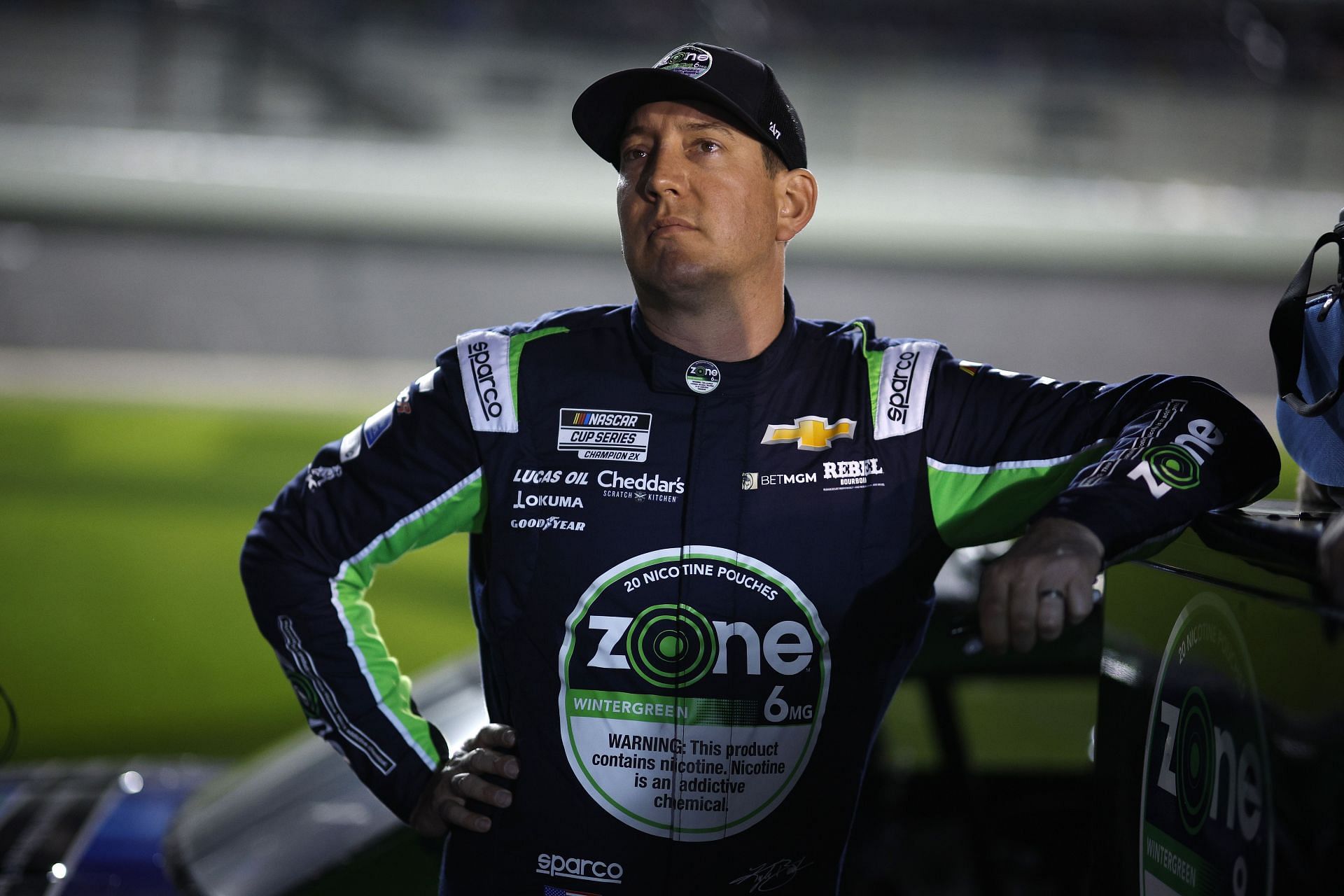 Kyle Busch, driver of the #8 zone Chevrolet looks on during qualifying for the NASCAR Cup Series Daytona 500 at Daytona International Speedway on February 12, 2025 (Source: Getty)