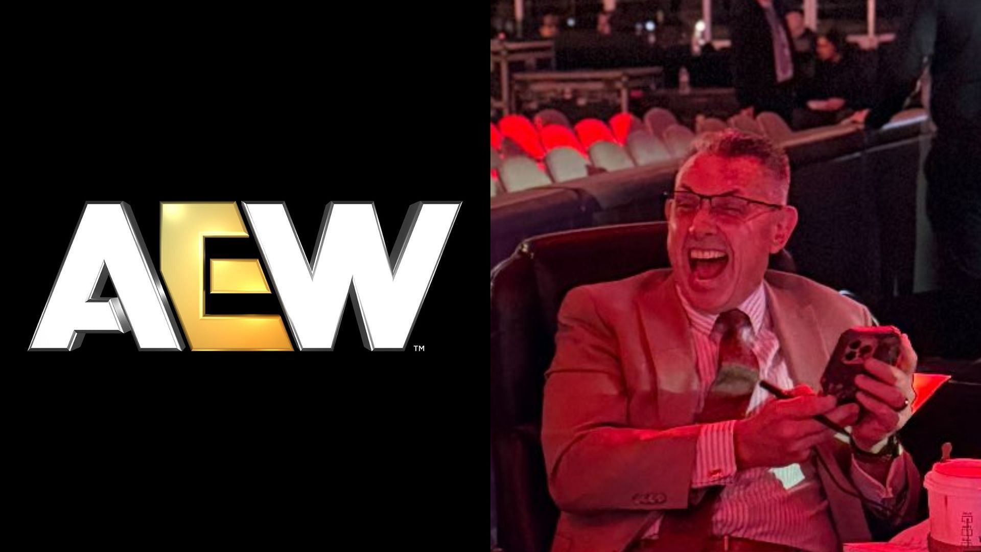 AEW logo (left) and Michael Cole (right). (Image credits: AEW Facebook page &amp; Pat McAfee