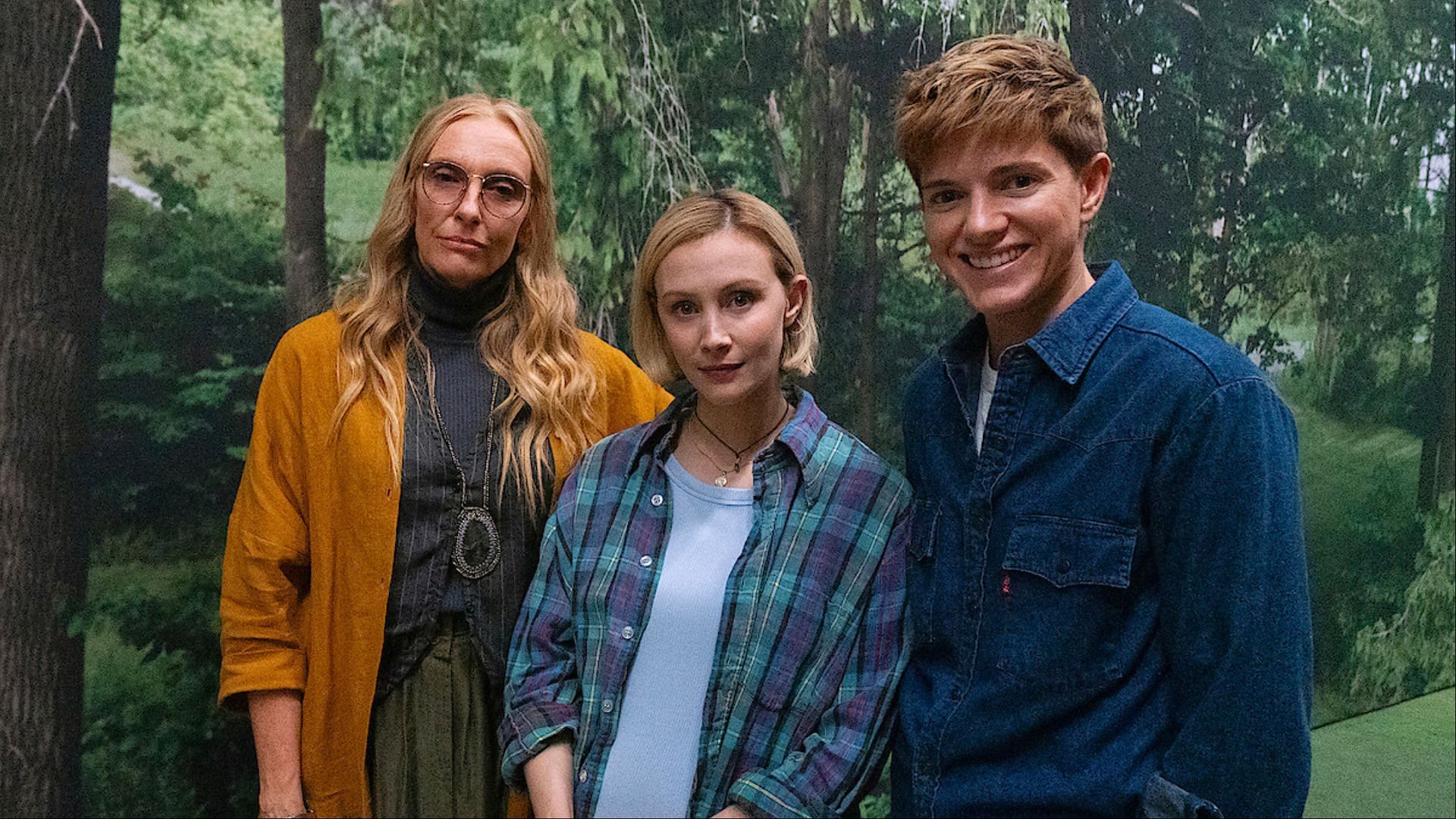 Toni Collette, Alyvia Alyn Lind, and Mae Martin on the set of Wayward (Image via Netflix)