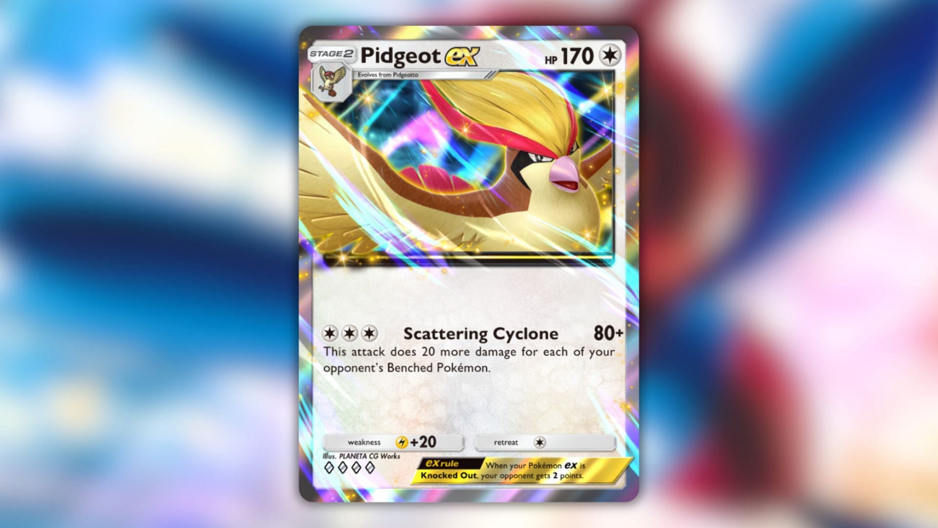 Pidgeot ex&#039;s card as seen in the game (Image via The Pokemon Company)