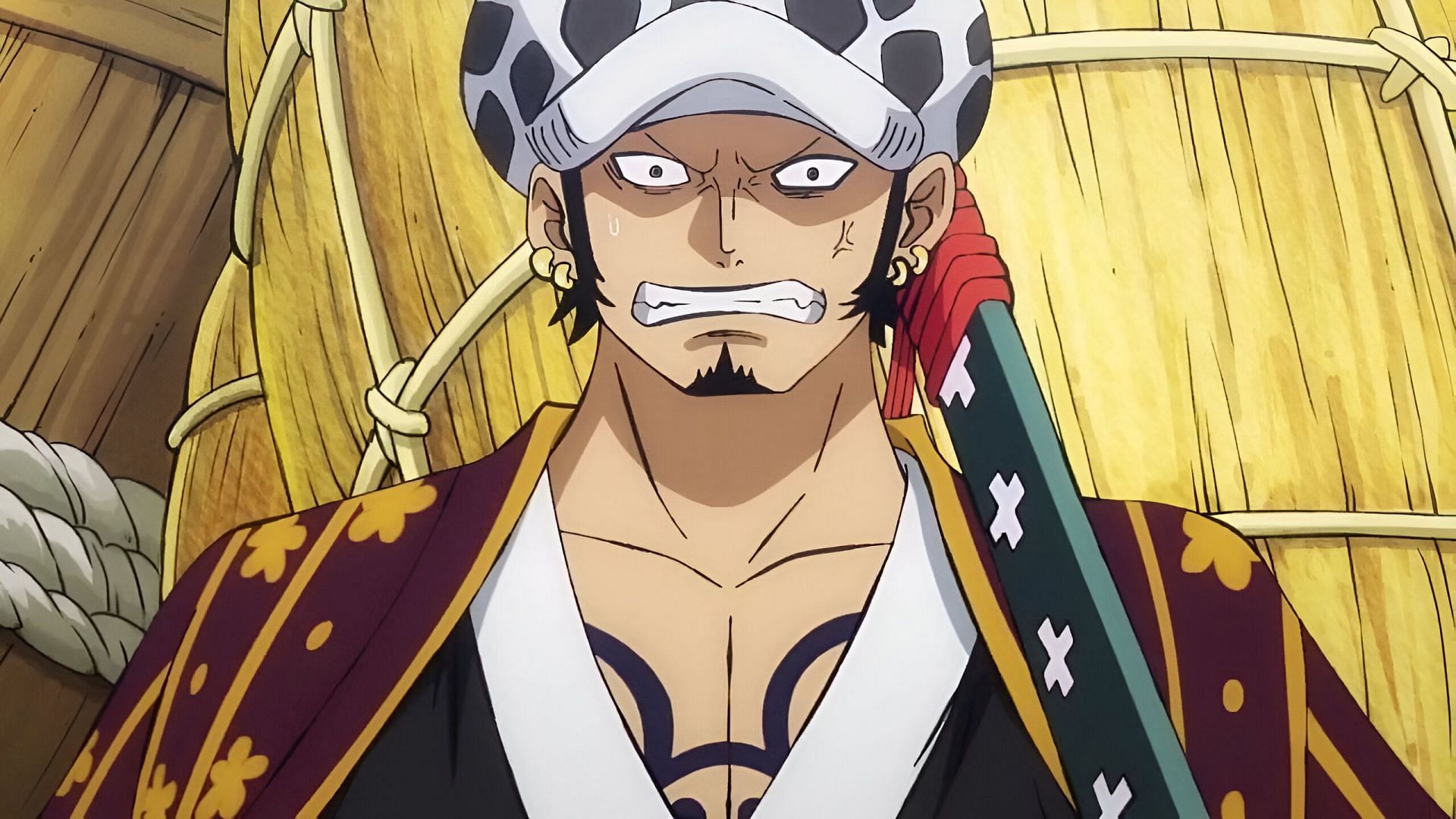 One of the One Piece characters Trafalgar D. Law as seen in the anime (Image via Toei Animation)