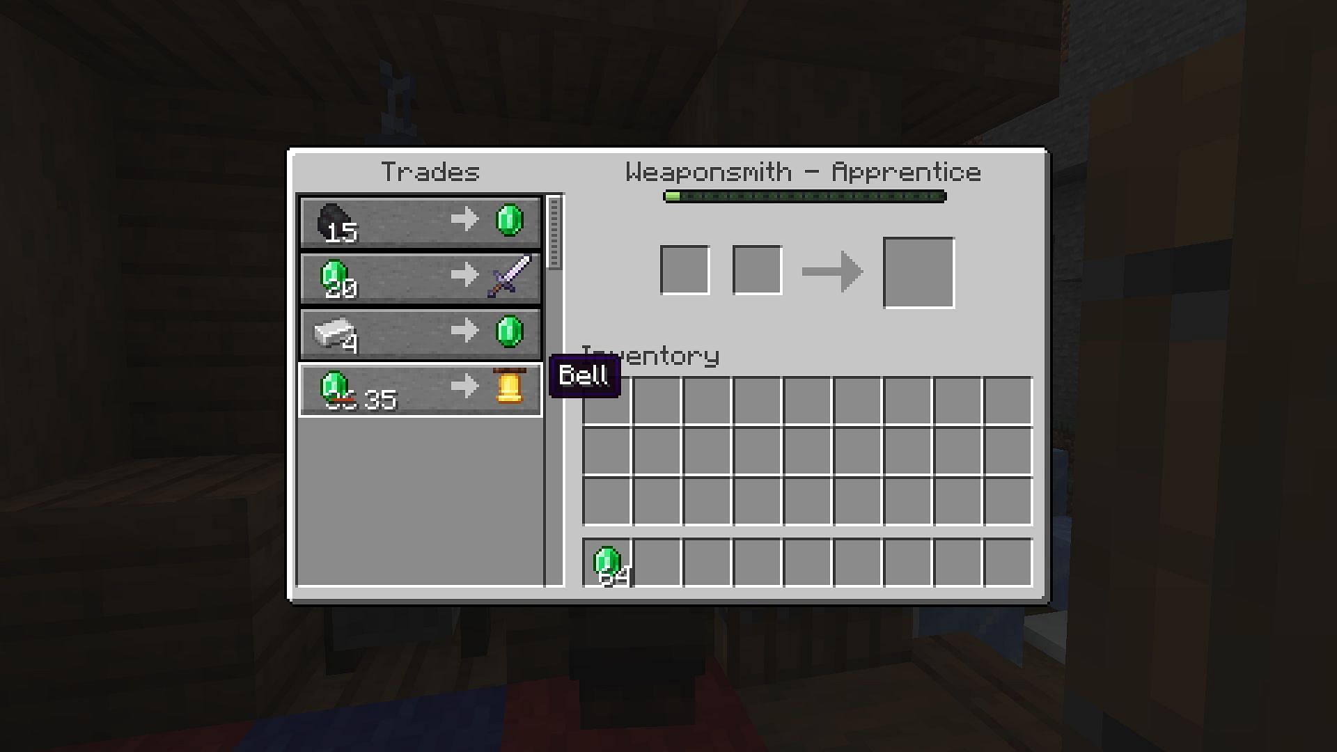 You can purchase bells from certain villagers (Image via Mojang)