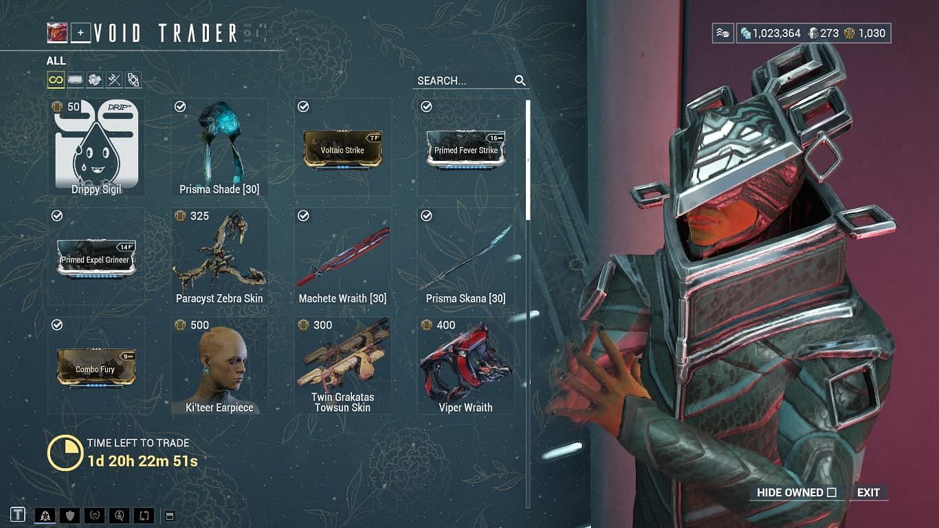 Baro&#039;s inventory this week (Image via Sportskeeda)