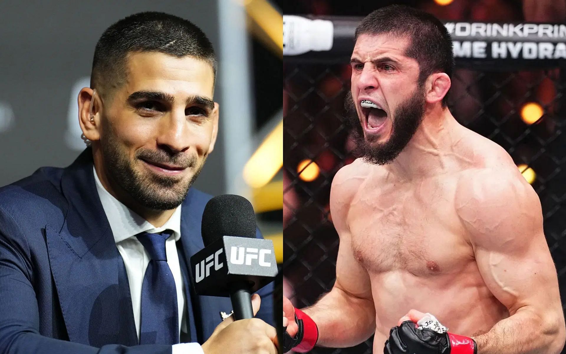 Ilia Topuria (left) shares confident words while discussing potential clash with Islam Makhachev (right) [Images courtesy: Getty Images]