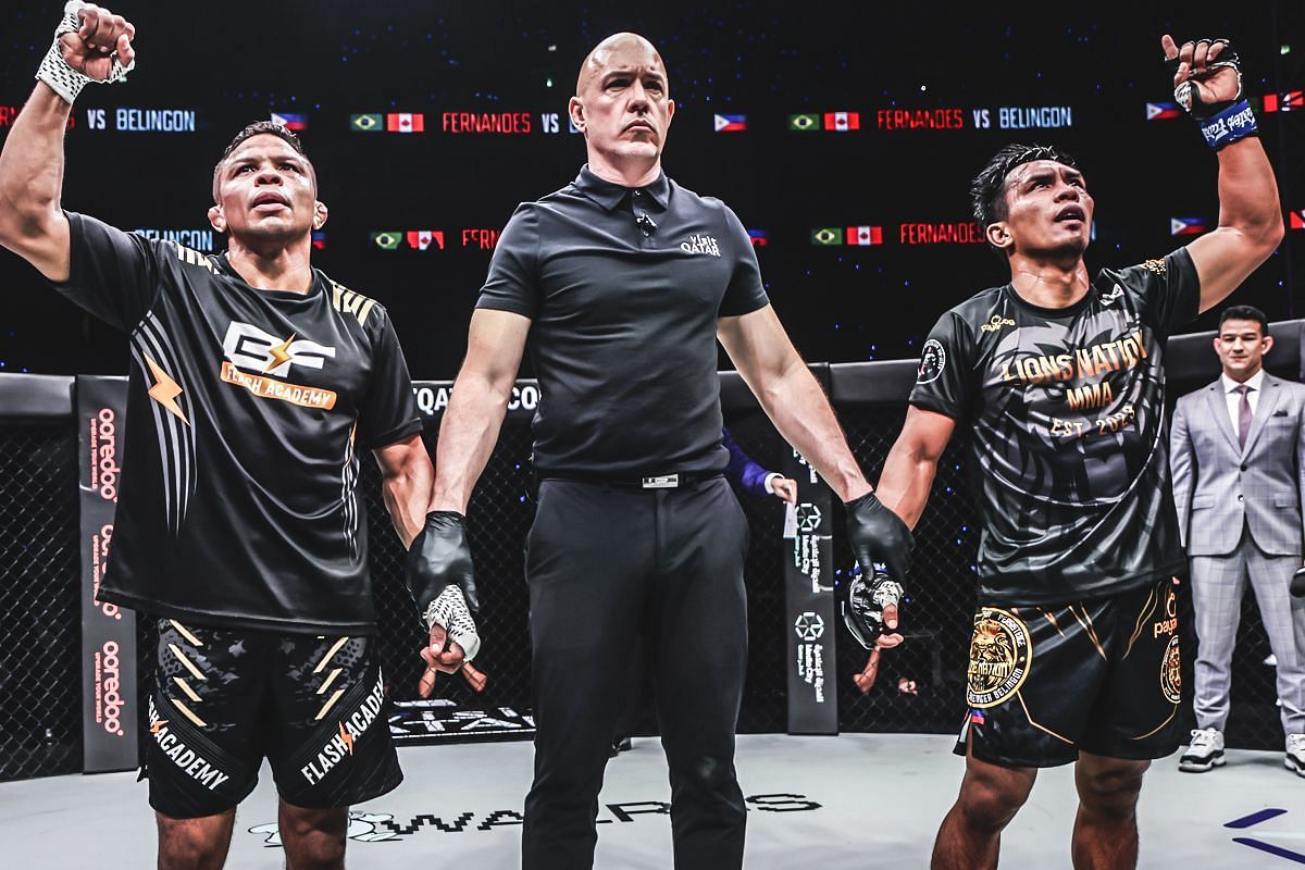 Bibiano Fernandes (left) and Kevin Belingon (right) in their final outing