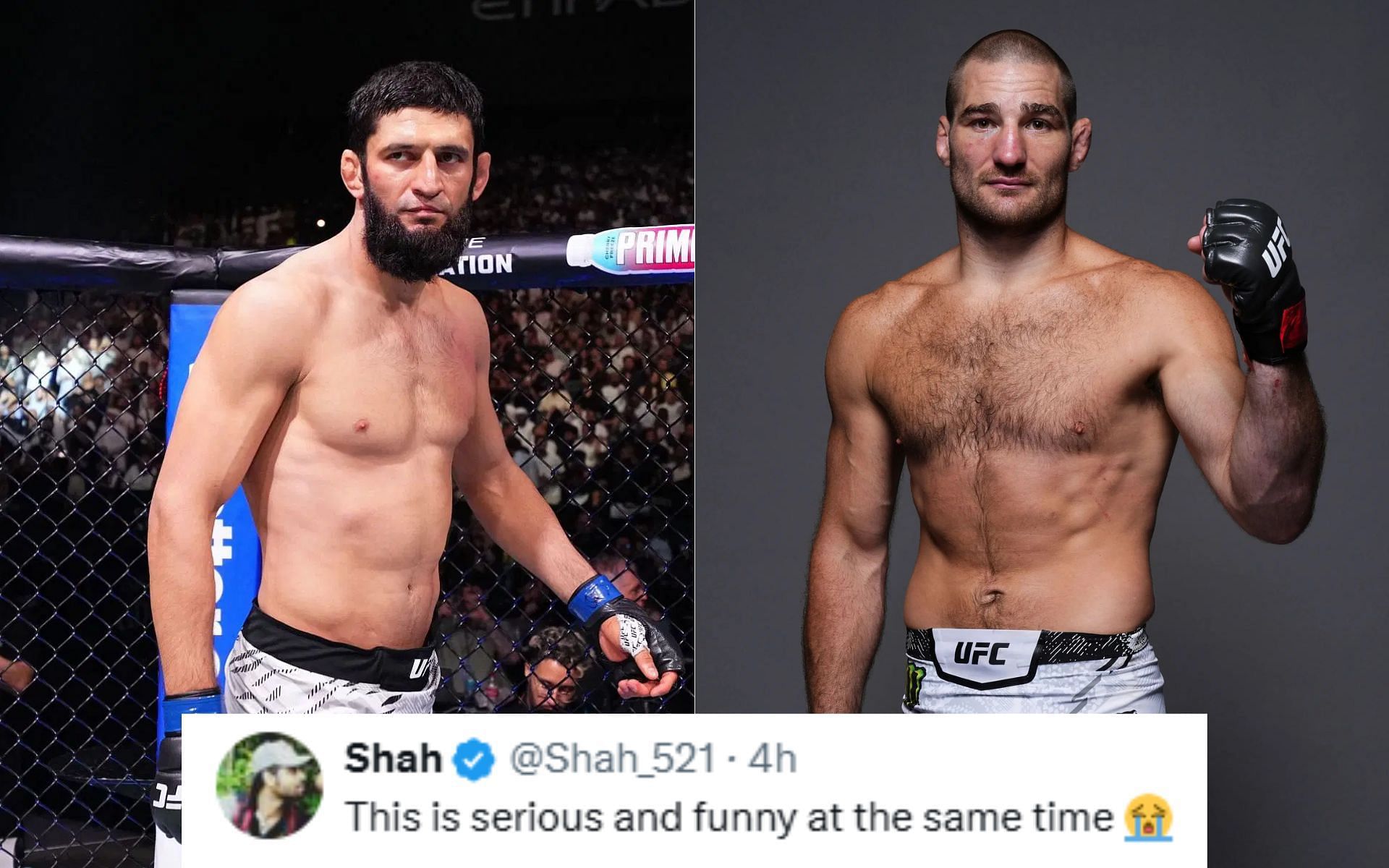 Khamzat Chimaev (left) speaks about training with Sean Strickland (right) [Image courtesy: Getty]