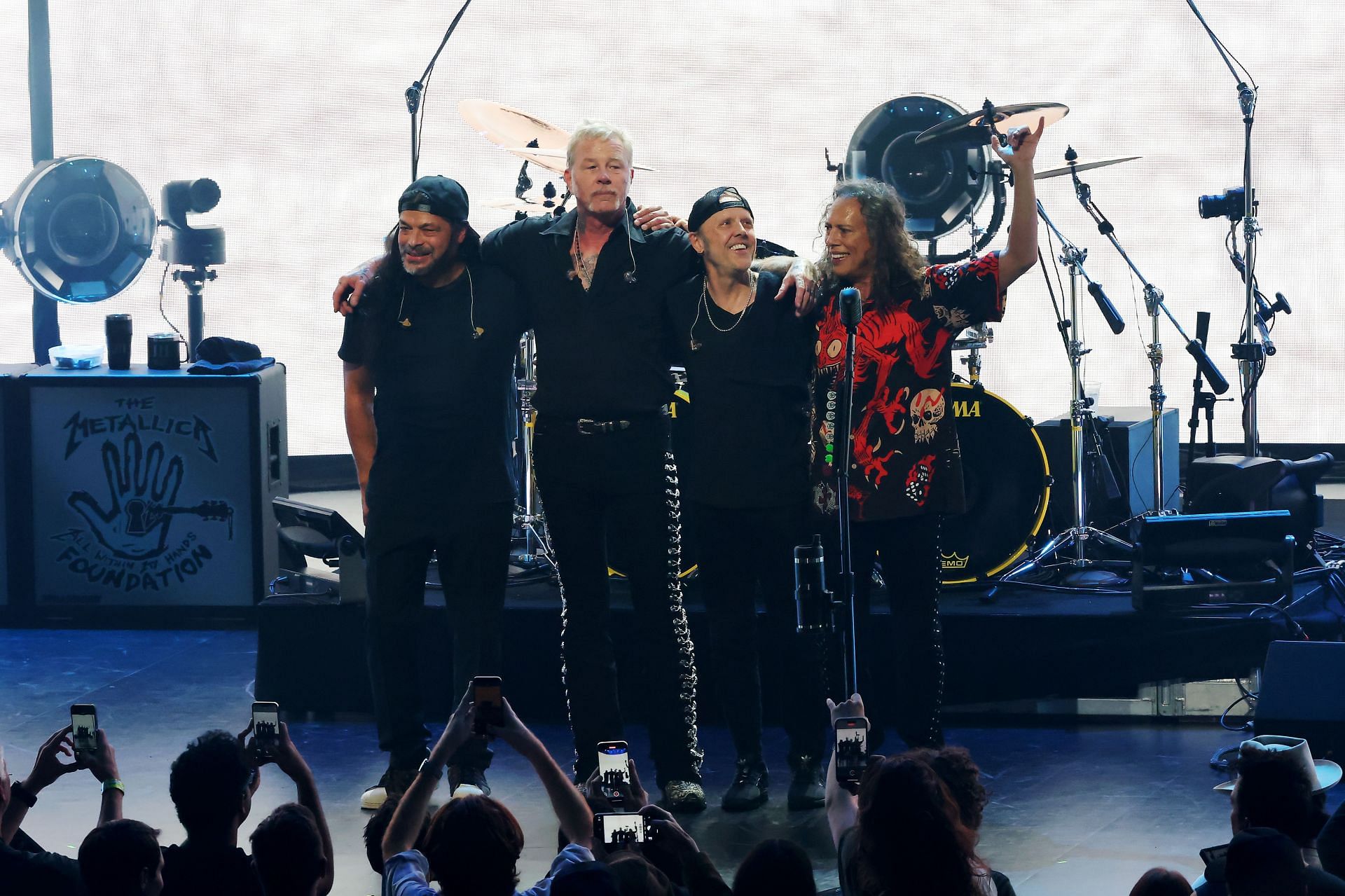 Robert Trujillo, James Hetfield, Lars Ulrich, and Kirk Hammett of Metallica (Image via Getty)