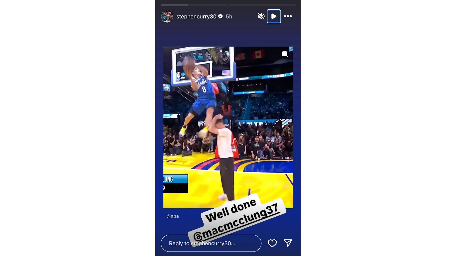 Steph Curry congratulates Mac McClung on social media. Photo Credits: Steph Curry&#039;s IG account