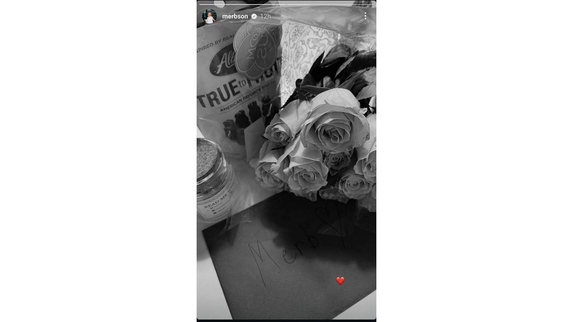 Screenshot of Beason&#039;s Instagram story feat her Valentine&#039;s Day gifts (Image via: Beason&#039;s Instagram)