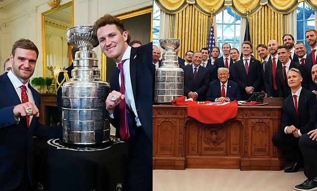 Matthew Tkachuk labels himself as &quot; one of the few Americans who loves the country so much&quot; in front of President Donald Trump (Image Source: Florida Panthers/IG)