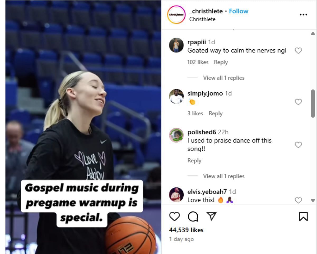 Fans expressed support for UConn&#039;s Paige Bueckers&#039; pregame regimen (Photo Credit: Instagram/@rpapiii)