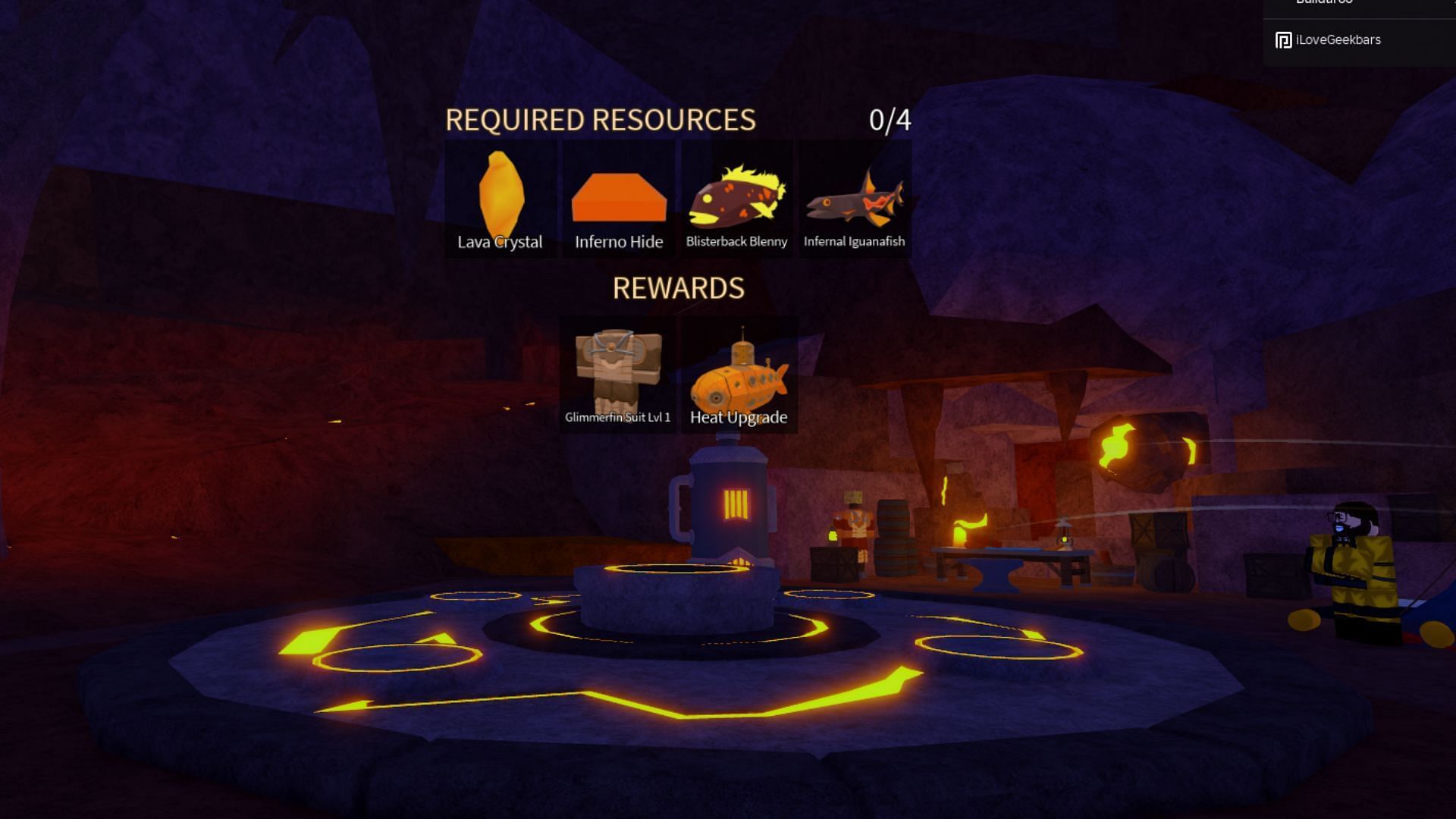 The Heat upgrade station in Volcanic Vents (Image via Roblox)