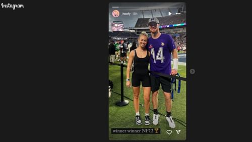 Quarterback Sam Darnold's girlfriend Katie shared a photo from the Pro Bowl Games. (Photo via Katie Hoofnagle's Instagram)