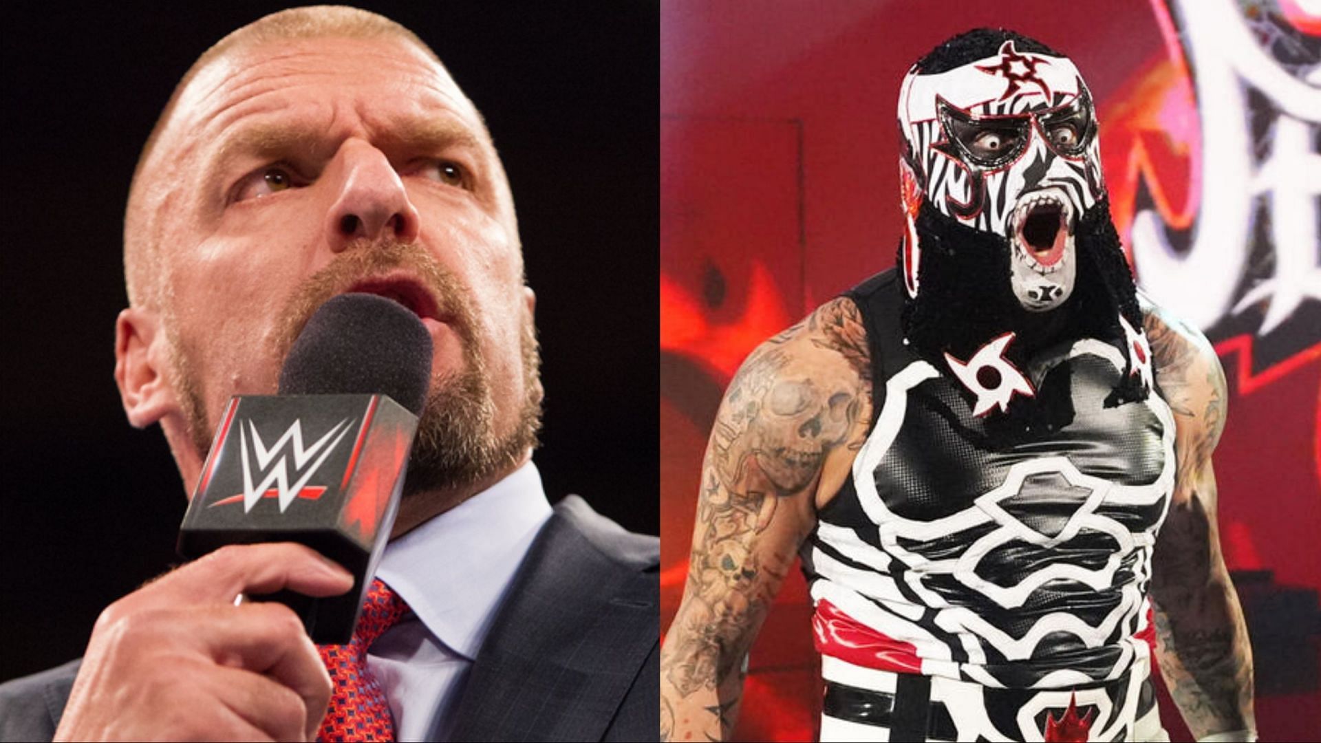 WWE boss Triple H and RAW superstar Penta (Photo credit: WWE.com)