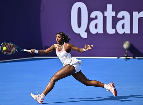 Alycia Parks of the United States competes in her round of 32 match against Sofia Kenin of the United States during the WTA Qatar TotalEnergies Open - Source: Getty