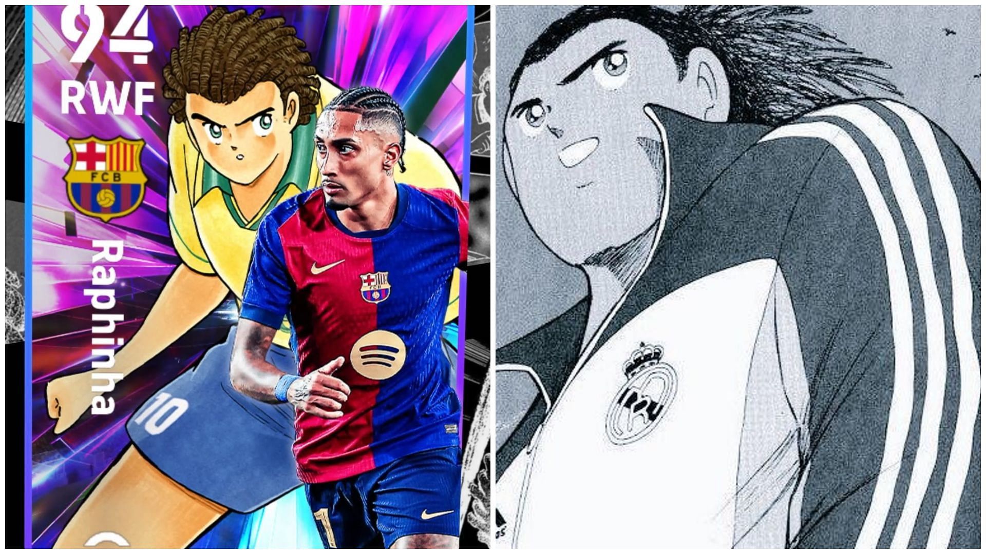 Raphinha&#039;s Epic card is represented by Natureza in the eFootball 2025 x Barcelona collaboration (Images via Konami and Shueisha)