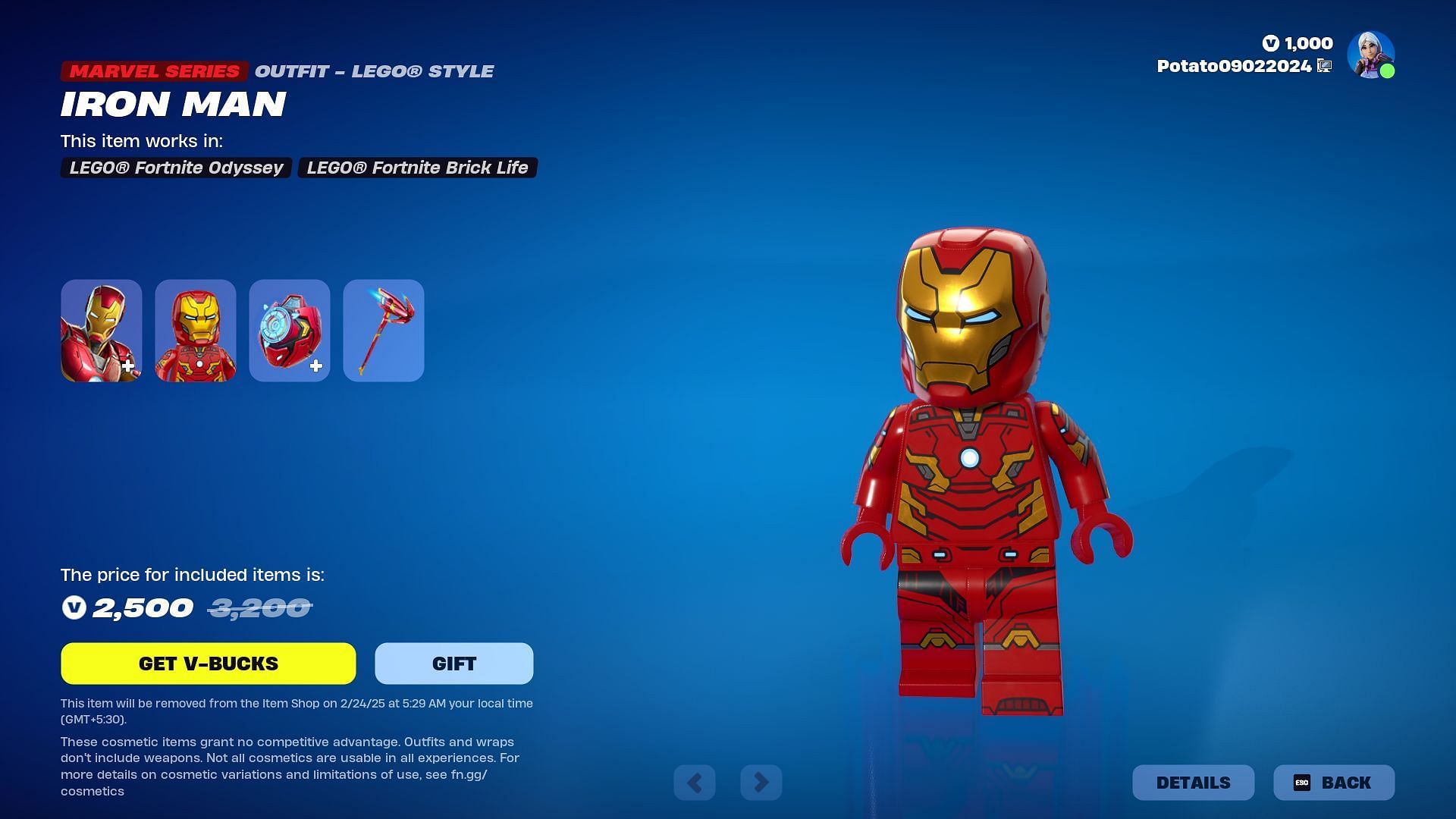 Iron Man will remain listed until February 24, 2025 (Image via Epic Games)