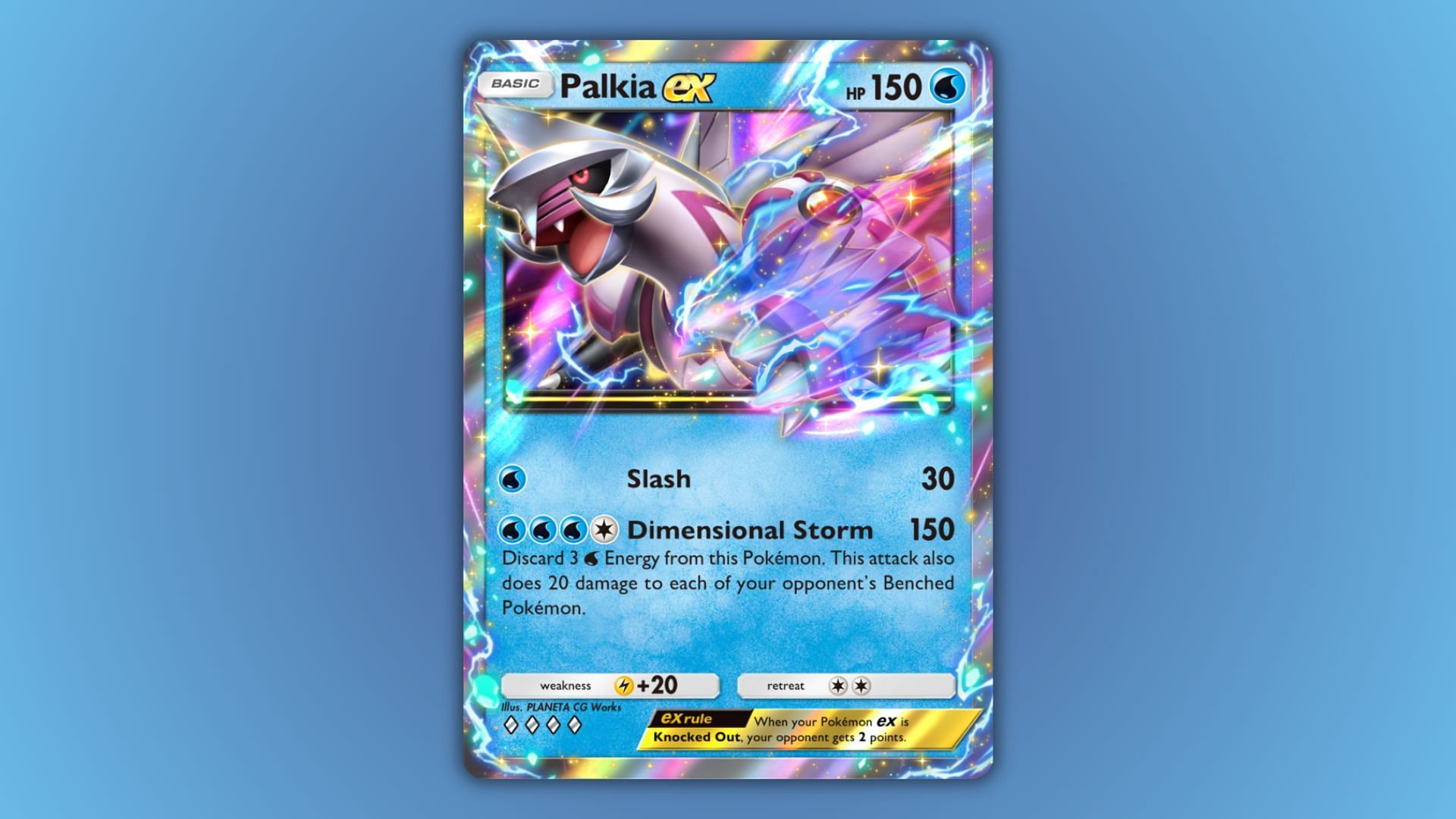 Palkia ex&#039;s card as seen in the game (Image via The Pokemon Company)