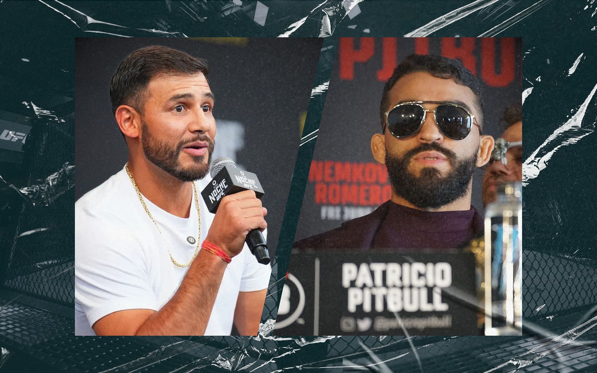 Yair Rodriguez (left) reacts to Patricio Pitbull (right) trash-talking ahead of UFC 314. [Images courtesy: Getty Images]