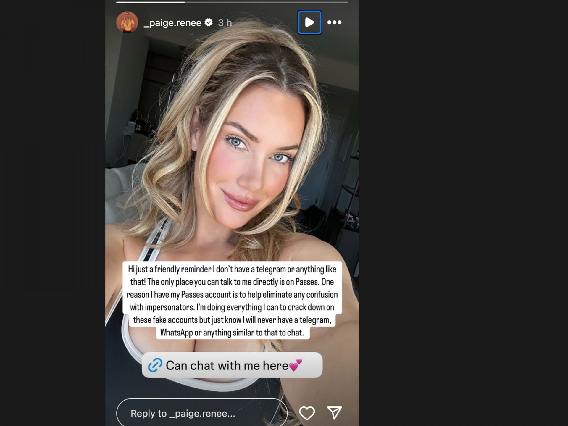 Paige Spiranac alerts her fans about impersonators (Image via instagram@_paige.renee)