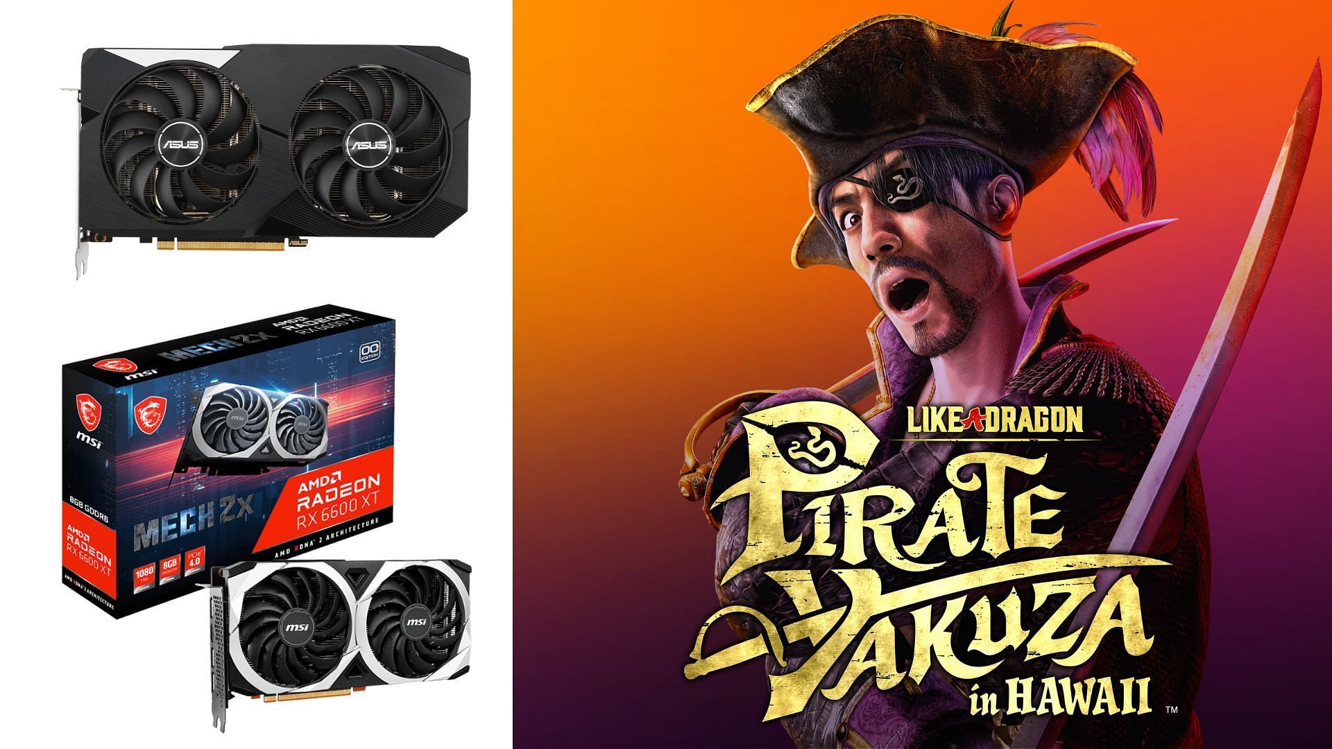 Best RX 6600 and RX 6600 XT settings for Like a Dragon: Pirate Yakuza in Hawaii (Image via Sega, Asus, ASRock)