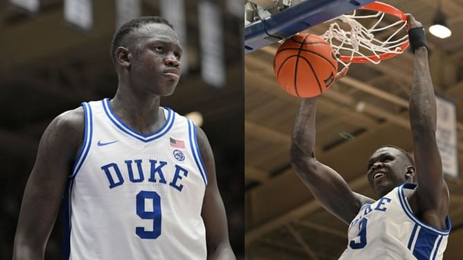 Jon Scheyer says 7'2" Duke star Khaman Maluach was "thrown in the fire" to learn from high-pressure situations amid praise