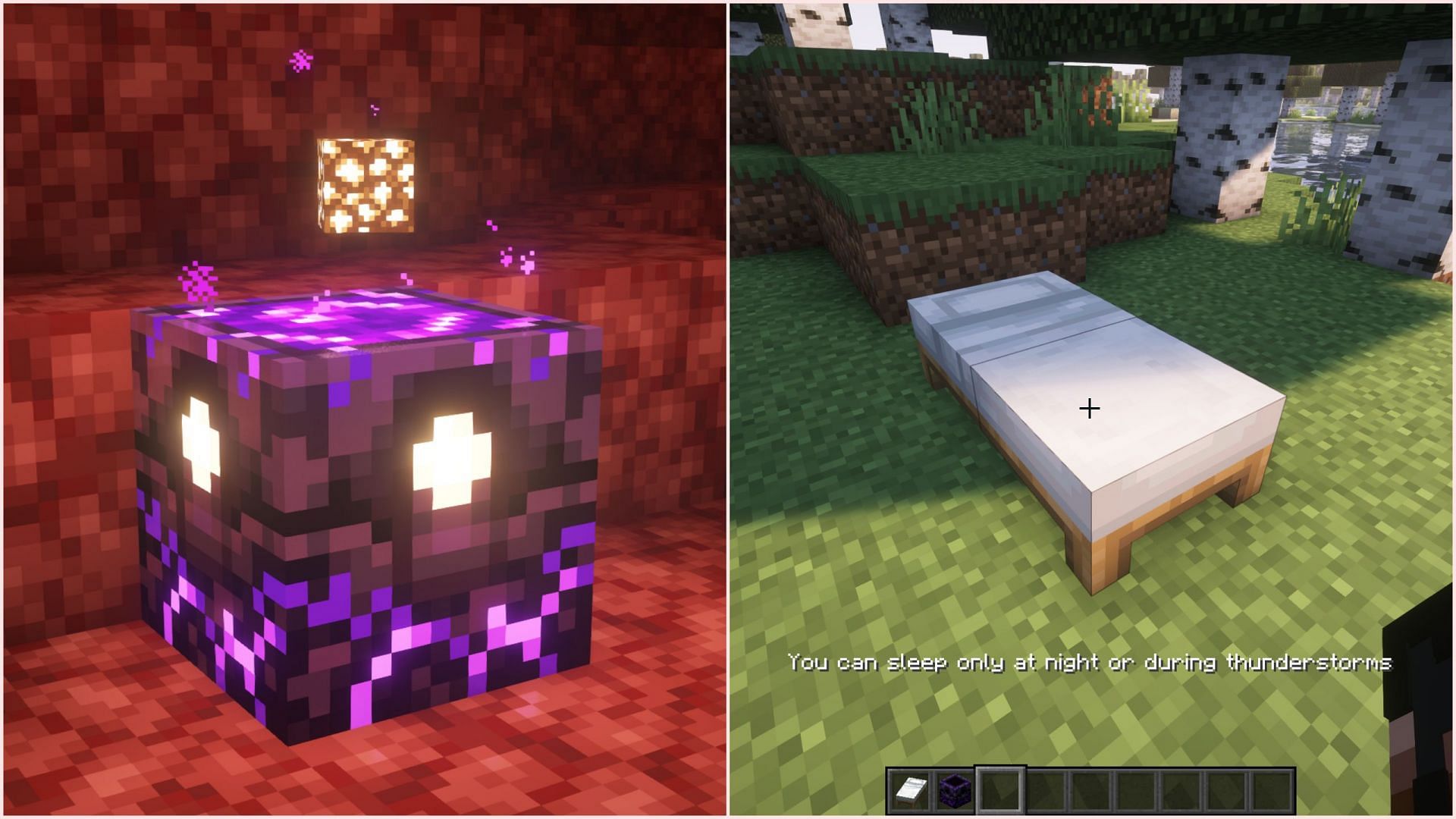 Respawn anchors need to be charged while beds simply work infinitely without any fuel (Image via Sportskeeda Gaming/Mojang)