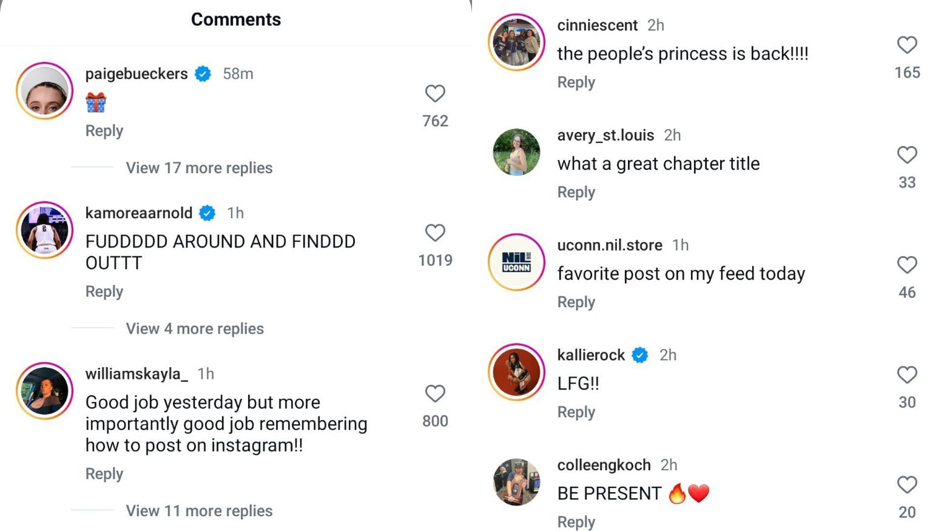 College hoops fans reacted to Fudd posting snaps from UConn&#039;s win over South Carolina on Instagram. (Source: Instagram/@azzi35)