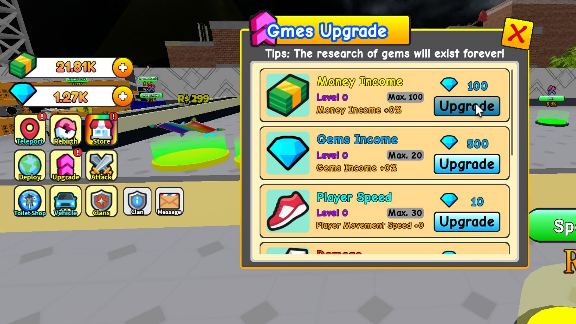 Gems are valuable in Toilet Defense Tycoon (Image via Roblox)