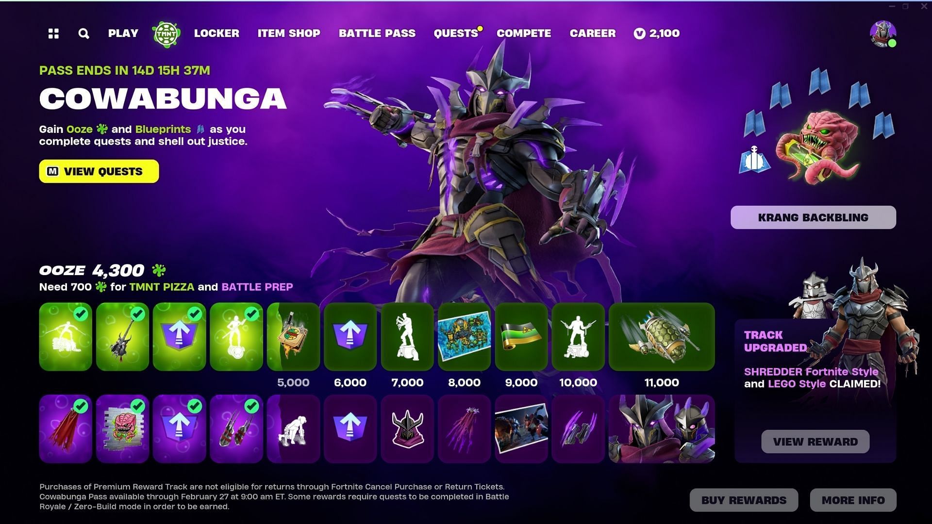 Fortnite offered the Ninja Turtles Bundle as part of the Cowabunga pass (Image via Epic Games)