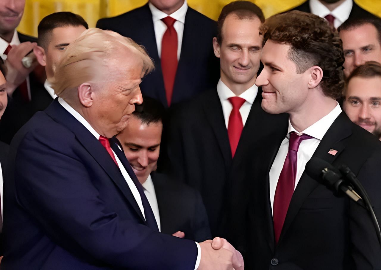 Matthew Tkachuk shared a picture of his hand shake with President Donald Trump (Image Credit: IG @matthew_tkachuk)