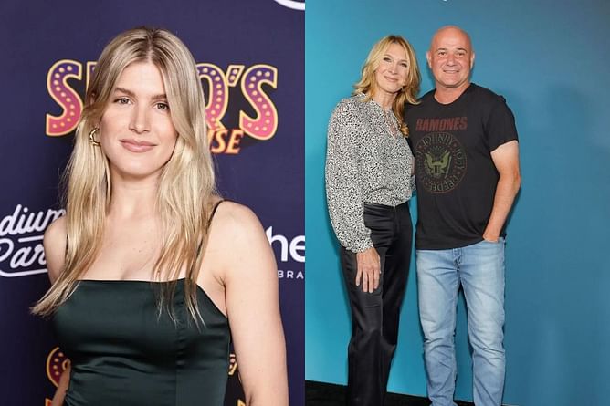 Eugenie Bouchard turns up the glamour in stunning red dress as she enjoys night out in Las Vegas ahead of Andre Agassi-Steffi Graf meeting