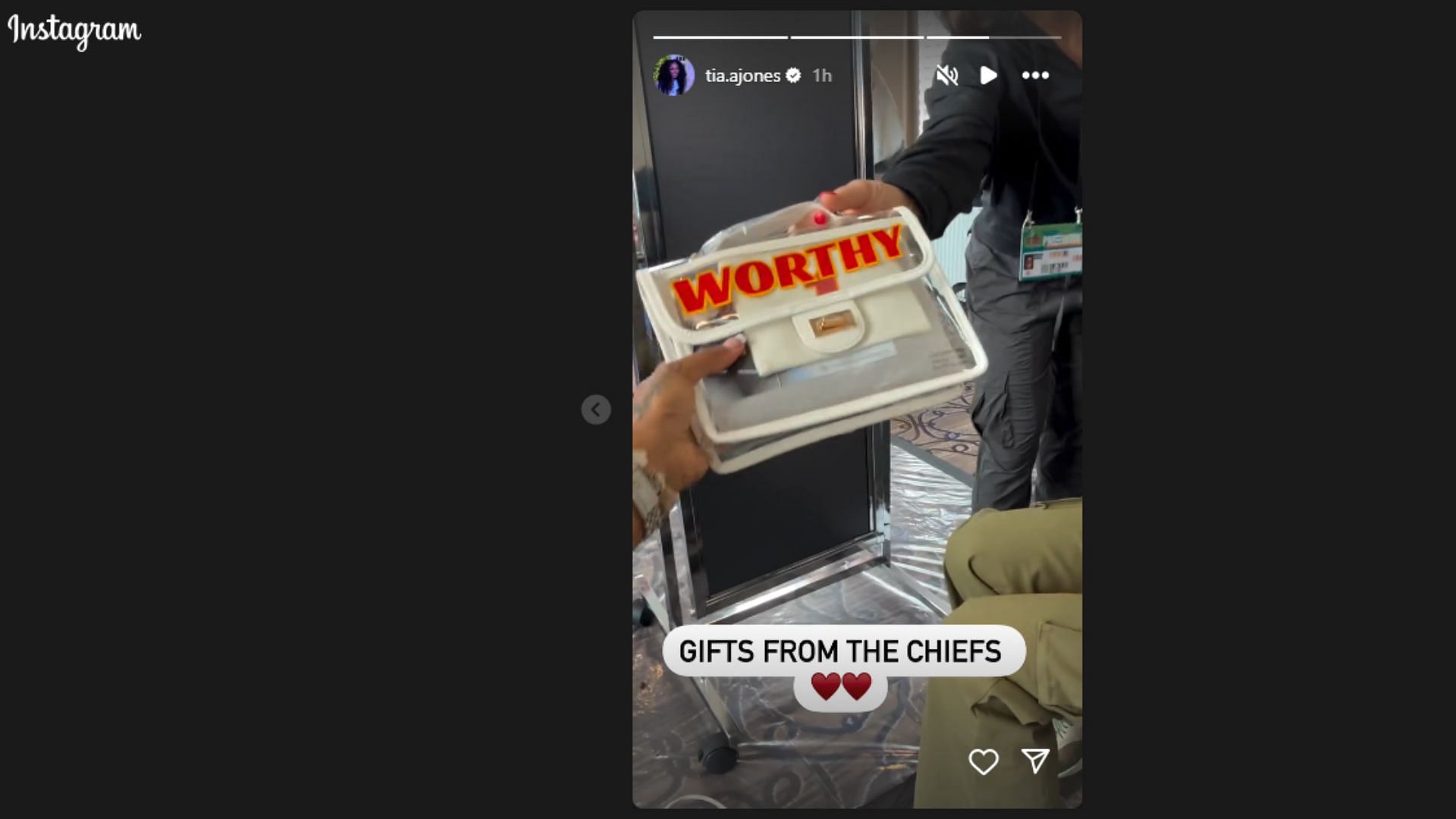 Tia Jones shows the custom gift the Kansas City Chiefs gave her ahead of 2025 Super Bowl (image credit: instagram/tia.ajones)