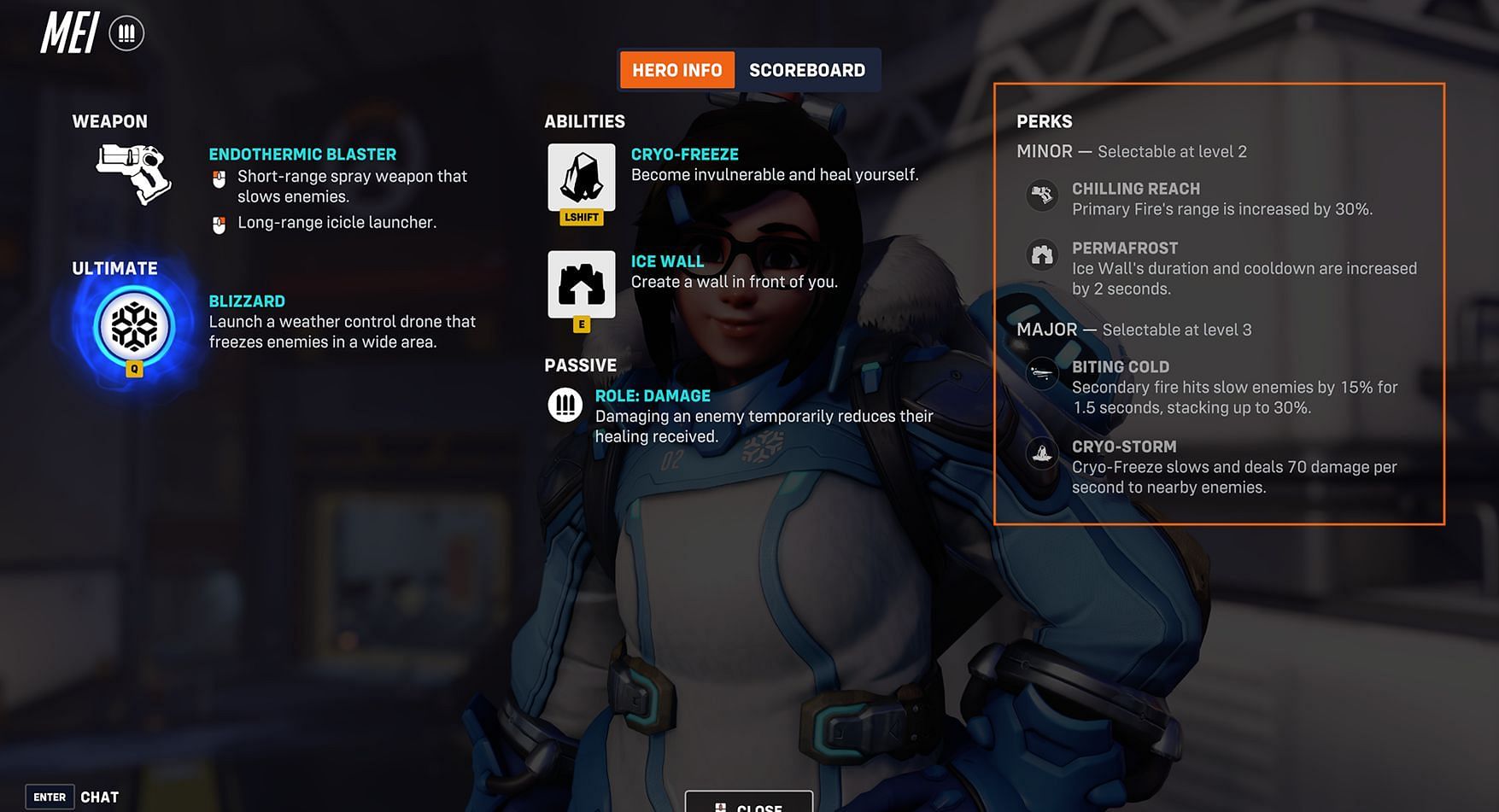 Mei perks in Overwatch 2 (Image via Blizzard Entertainment)